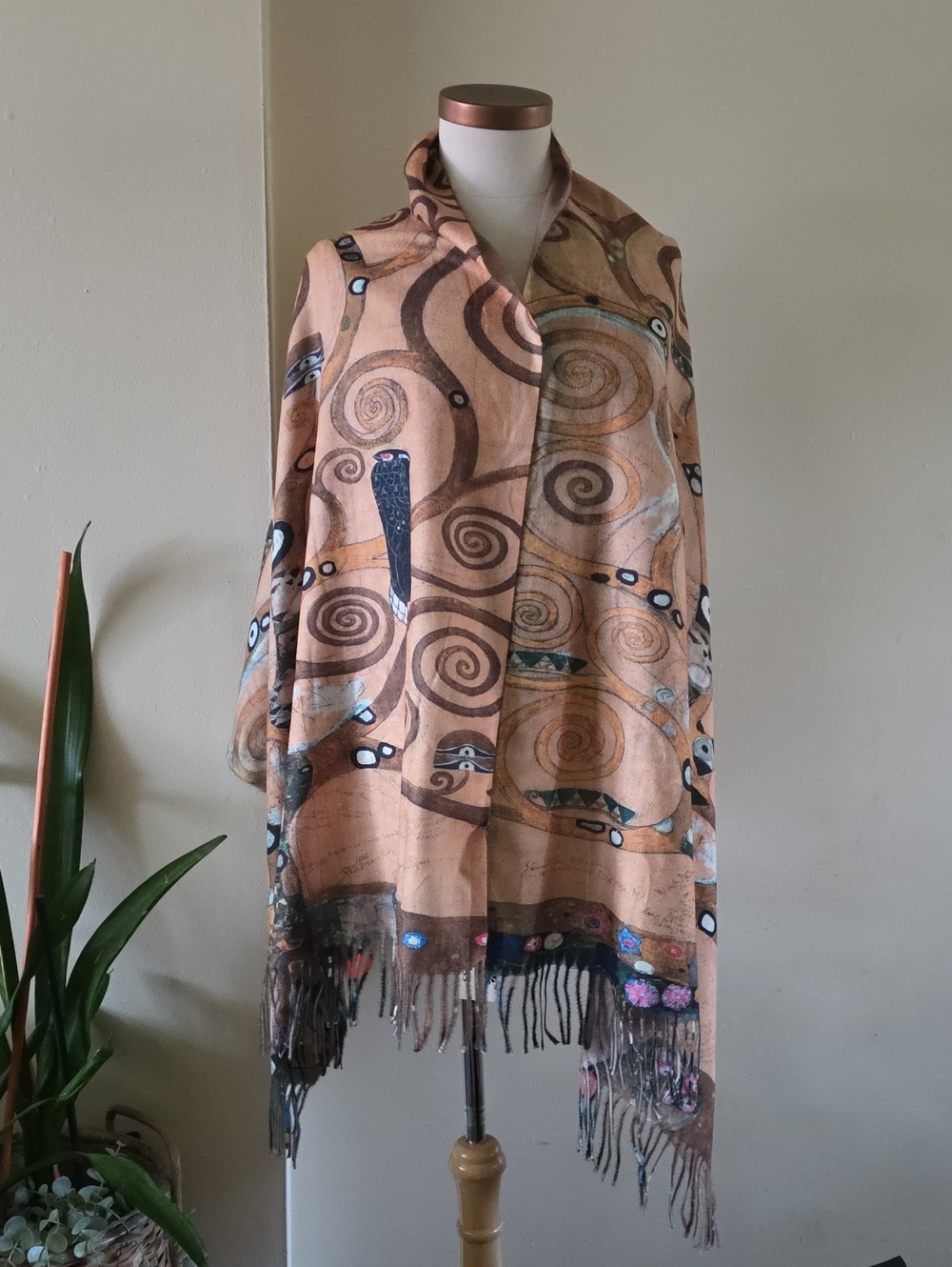 Bliss Cherie Gustav Klimt BNWT "Tree of Life " - Viscose Scarf W/Fringe - O/S